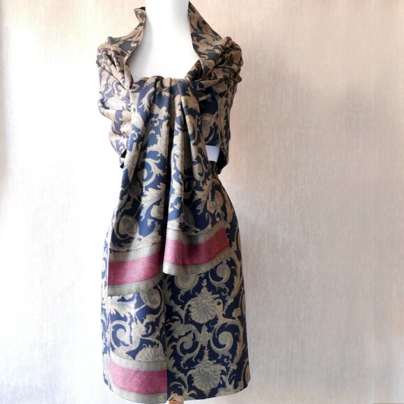 Vintage Handmade Pleated Skirt & Scarf Set - Geometric Print, New Without Tags - Picture 8 of 10
